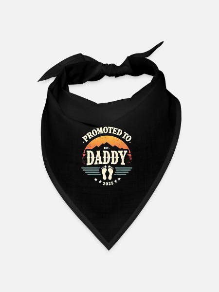 Promoted to Daddy Est. 2025 - Zum Papa befördert - Bandana Dreieckstuch - Schwarz