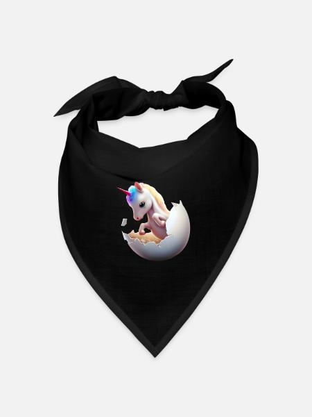 Einhorn aus dem Ei - Bandana Dreieckstuch - Schwarz