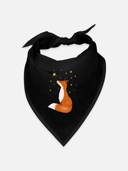 Fuchs in der Nacht - Bandana Dreieckstuch - Schwarz