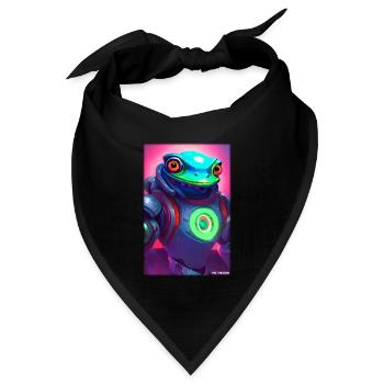 Weltraum Frosch Zukunft Cyborg Roboter - Bandana Dreieckstuch - Schwarz - Vorne