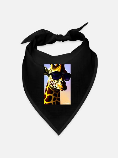 Giraffe Sonnenbrille Tierwelt Tiere Zoo Safari - Bandana Dreieckstuch - Schwarz