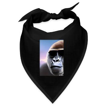 Gorilla Sonnenbrille Tierwelt Waldtier Tiere Wild - Bandana Dreieckstuch - Schwarz - Vorne