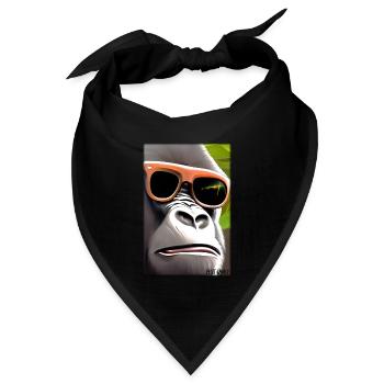 Gorilla Sonnenbrille Tierwelt Waldtier Tiere Wild - Bandana Dreieckstuch - Schwarz - Vorne