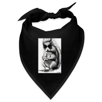 Eichhörnchen Sonnenbrille Wildtier Waldtier Wald - Bandana Dreieckstuch - Schwarz - Vorne