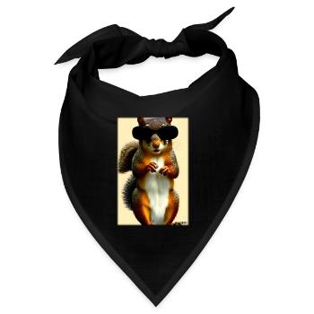 Eichhörnchen Sonnenbrille Wildtier Waldtier Wald - Bandana Dreieckstuch - Schwarz - Vorne