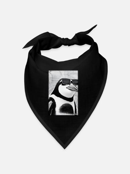 Pinguin Sonnenbrille Wildtier Vogel Seevogel - Bandana Dreieckstuch - Schwarz