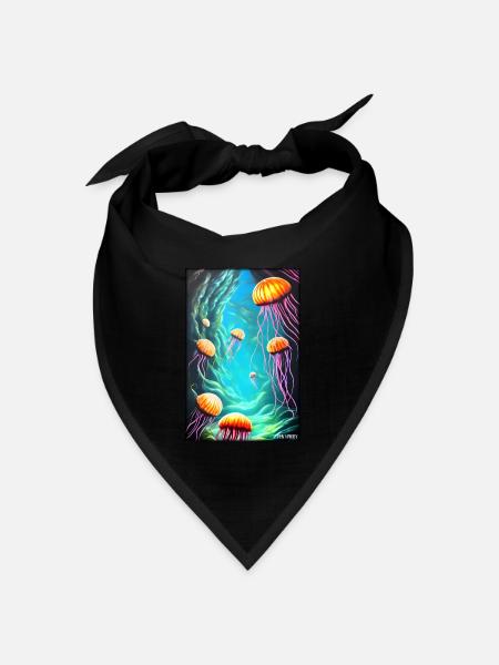 Meeresleben Unterwasserwelt Fische Meerestier See - Bandana Dreieckstuch - Schwarz