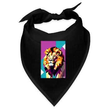 Löwe Polygon Regenbogen Bunt Wildnis Wildtier - Bandana Dreieckstuch - Schwarz - Vorne