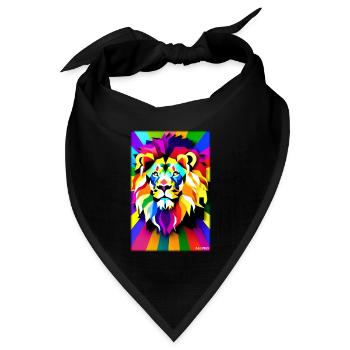 Löwe Polygon Regenbogen Bunt Wildnis Wildtier - Bandana Dreieckstuch - Schwarz - Vorne