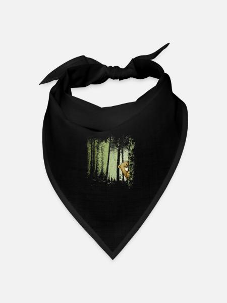 Lustiger Comic Bär versteckt im Zwielicht Wald - Bandana Dreieckstuch - Schwarz