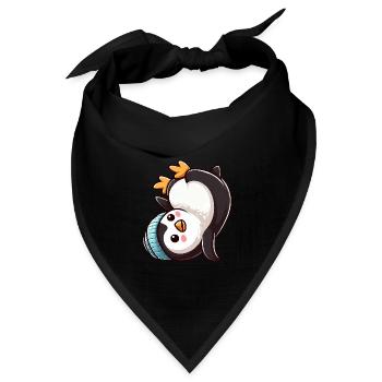 Pinguin Kopfstand Chibi Cartoon Breakdance - Bandana Dreieckstuch - Schwarz - Vorne