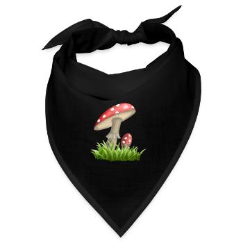 Fliegenpilze - Bandana Dreieckstuch - Schwarz - Vorne