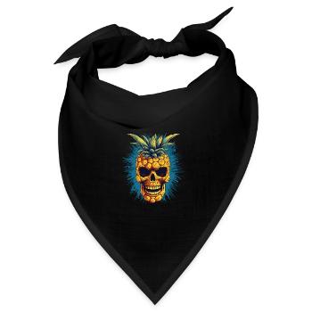 Horror Totenkopf Ananas - Happy Halloween - Bandana Dreieckstuch - Schwarz - Vorne