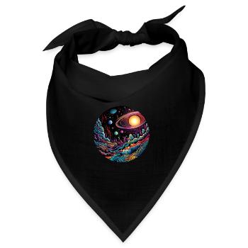Surrealistisches Weltraum Kunstwerk mit Planeten - Bandana Dreieckstuch - Schwarz - Vorne