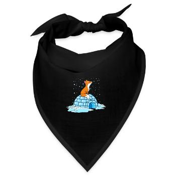 fuchs iglu winter ploar comic - Bandana Dreieckstuch - Schwarz - Vorne