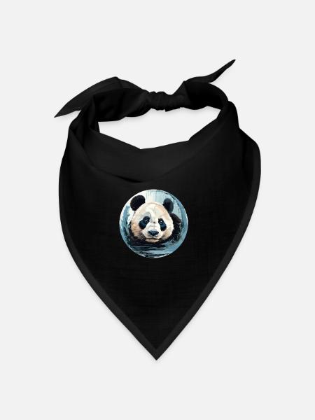 Panda - Bandana Dreieckstuch - Schwarz