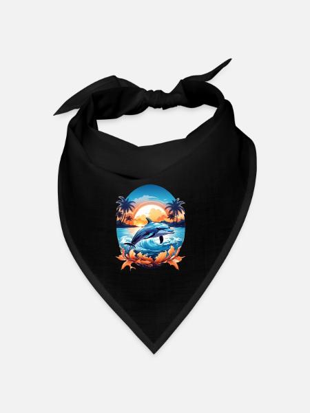 Delfin - Bandana Dreieckstuch - Schwarz