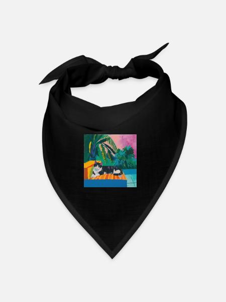 katze, katzen bunt, tier, geschenk, geschenkidee - Bandana Dreieckstuch - Schwarz