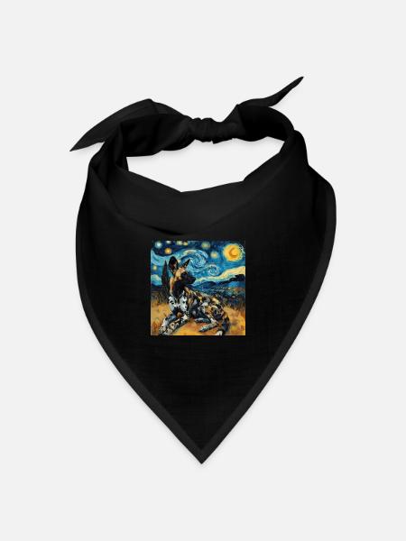hyäne, van gogh, sternennacht - Bandana Dreieckstuch - Schwarz