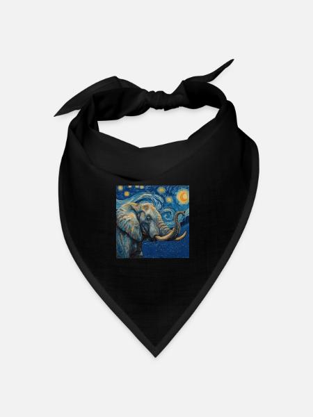 elefant, van gogh, sternennacht - Bandana Dreieckstuch - Schwarz