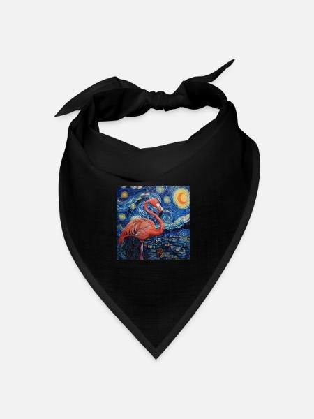 flamingo, van gogh, sternennacht, geschenk, gesche - Bandana Dreieckstuch - Schwarz