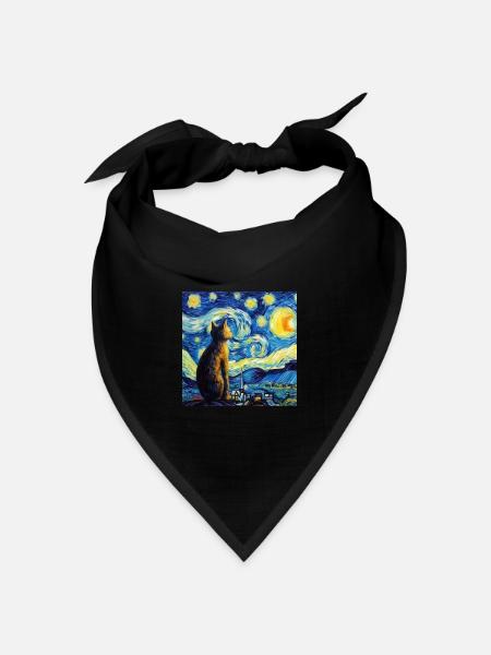 Katze, katzenmotiv, geschenk - Bandana Dreieckstuch - Schwarz