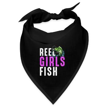 Rolle Mädchen Fisch Weibliche Frauen Bass Angeln Retro - Bandana Dreieckstuch - Schwarz - Vorne