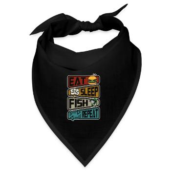 Lustiges Angeln Essen Schlaf Fisch Wiederholen Angeln - Bandana Dreieckstuch - Schwarz - Vorne