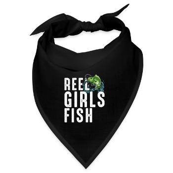 Rolle Mädchen Fisch Weibliche Frauen Bass Angeln Retro - Bandana Dreieckstuch - Schwarz - Vorne