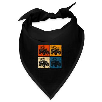 Bauernhof Retro Traktor Bauer Trecker Traktoren - Bandana Dreieckstuch - Schwarz - Vorne