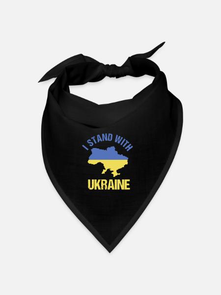 Unterstütze die Ukraine mit I STAND WITH UKRAINE - Bandana Dreieckstuch - Schwarz