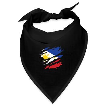Philippinen - Nationalfahne, Kratzer, Risse - Bandana Dreieckstuch - Schwarz - Vorne