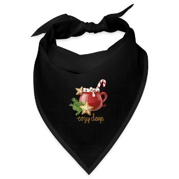 Hot Cacao, Cozy Days, Christmas Cookies - Bandana Dreieckstuch - Schwarz - Vorne
