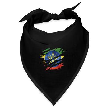 Äthiopien - Nationalfahne, Kratzer, Risse - Bandana Dreieckstuch - Schwarz - Vorne