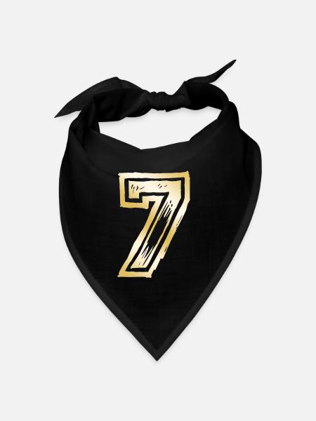 7 Zahl Gold - Bandana Dreieckstuch - Schwarz