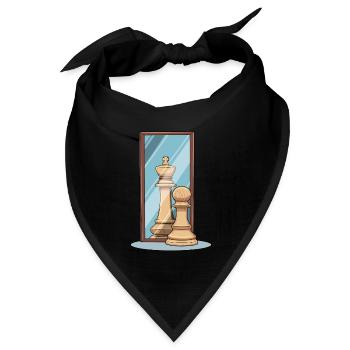 Schach Spiegel König Bauer Spiegelbild - Bandana Dreieckstuch - Schwarz - Vorne