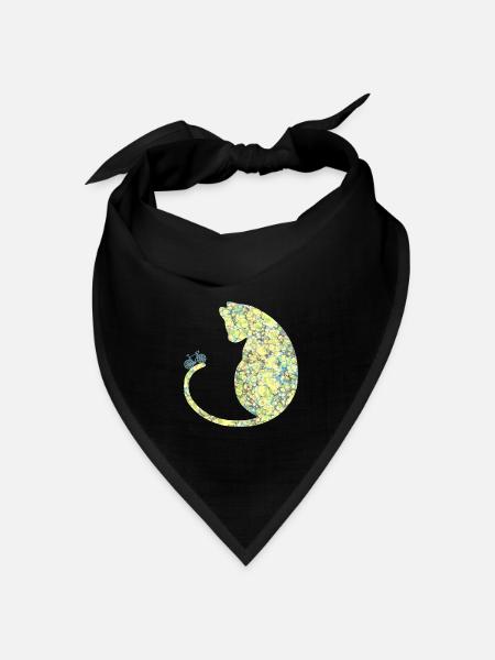 katze mit fahrrad e 219 - Bandana Dreieckstuch - Schwarz