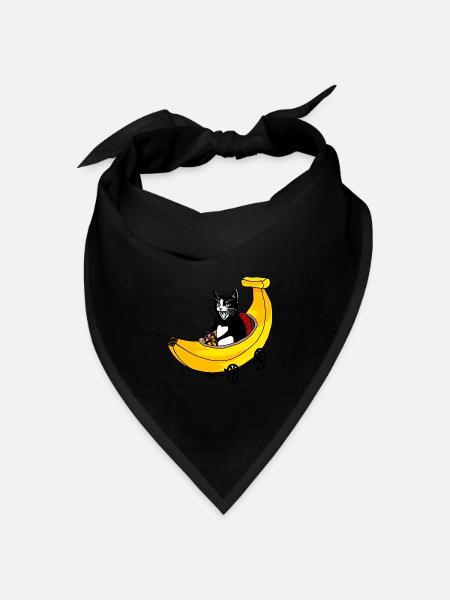 Schnelle Katze und Banane - Bandana Dreieckstuch - Schwarz