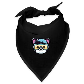 Bär Ski Brille Comic - Bandana Dreieckstuch - Schwarz - Vorne