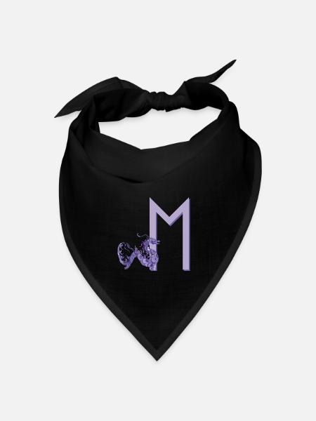 lila drachen mit rune m - Bandana Dreieckstuch - Schwarz