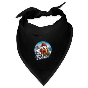 Lustiger Schneemann mit Bier Weihnachtsfest - Bandana Dreieckstuch - Schwarz - Vorne