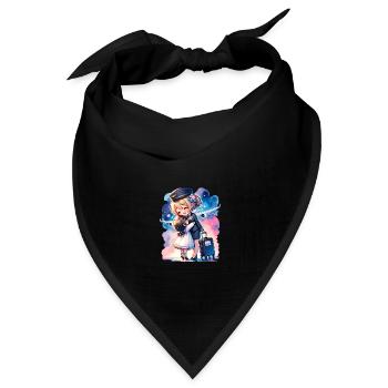 Flugbegleiterin Mutter mit ihrer Tochter - Bandana Dreieckstuch - Schwarz - Vorne