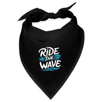 Ride the wave Surfen Surfbrett Sommer Urlaub - Bandana Dreieckstuch - Schwarz - Vorne