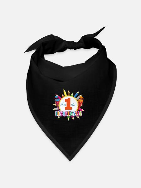 Emblem Erstklassig mit Buntstiften und Schultüten - Bandana Dreieckstuch - Schwarz