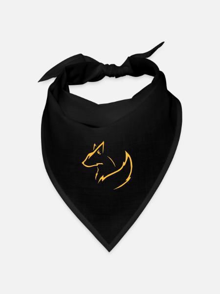 Minimalistischer Fuchs Tier Illustration - Bandana Dreieckstuch - Schwarz
