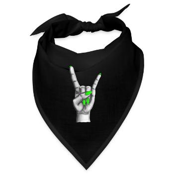 Heavy Metal Hand grüne Nägel - Bandana Dreieckstuch - Schwarz - Vorne