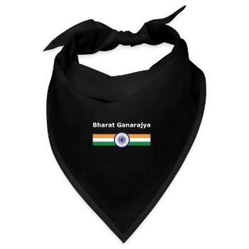Bharat Ganarajya - Fahne und Wappen - Bandana Dreieckstuch - Schwarz - Vorne