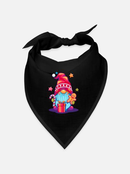 Bunter Weihnachts- Wichtel Pop Art Zeichentrick - Bandana Dreieckstuch - Schwarz