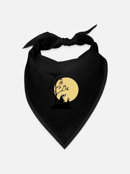 Dachs im Mondlicht - Bandana Dreieckstuch - Schwarz