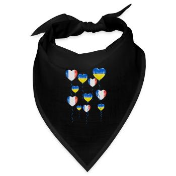 Frankreich Solidarität und Herz für die Ukraine - Bandana Dreieckstuch - Schwarz - Vorne